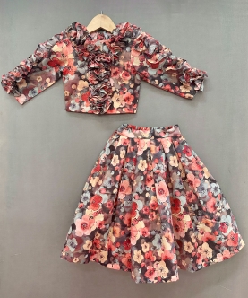 Multicolour Floral Co-Ord Set With Ruffles