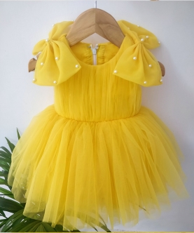 Yellow Shoulder Bow Dress