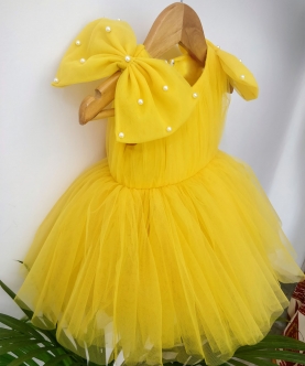 Yellow Shoulder Bow Dress