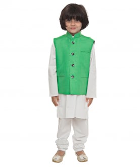 Green Regular Cut Nehru Jacket