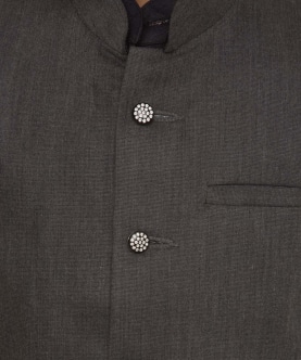 Grey Regular Cut Nehru Jacket