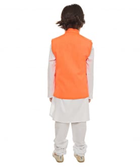 Florescent Orange Regular Cut Nehru Jacket