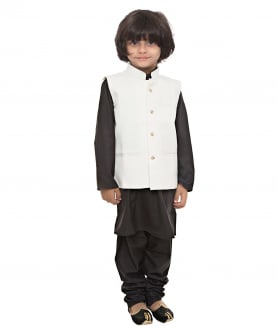 White Regular Cut Nehru Jacket 