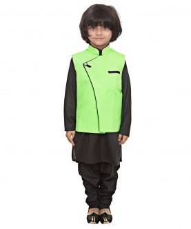 Florescent Green Side Cut Nehru Jacket