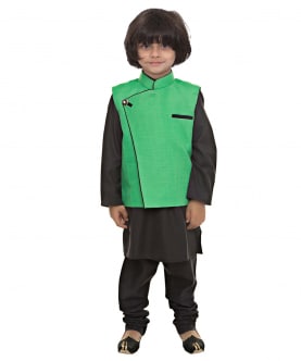 Green Side Cut Nehru Jacket