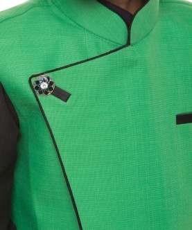 Green Side Cut Nehru Jacket