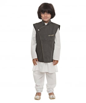 Grey Side Cut Nehru Jacket