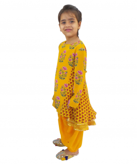 Signature Style With Haldi 3 Gulab Crepe Tunic With Dhoti