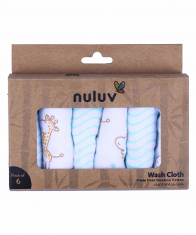 Nuluv Blue Giraffe Wash Cloth Pack Of 6