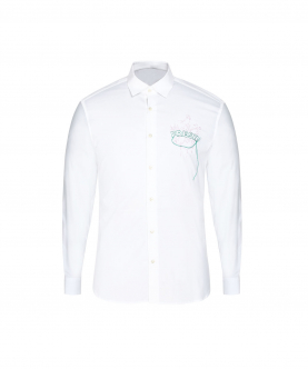 The White Organic Shirt With Frayed Yarn 