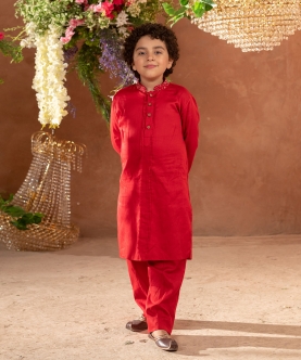  Suri Embroidered 
Red Kurta & Trouser Set 