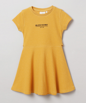 Ochre Yellow Printed Dress