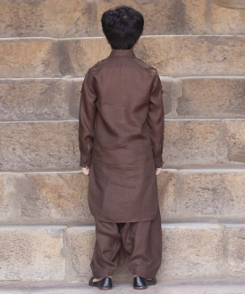 Serein Dark-Brown Linen Pathani Suit