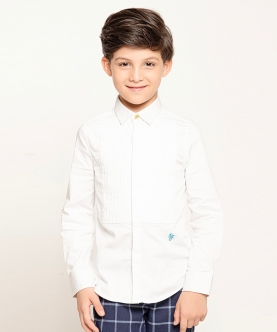 One Friday White Solid Shirt For Kids Boys