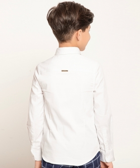 One Friday White Solid Shirt For Kids Boys