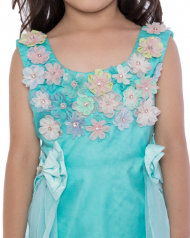 3d flower and bow dress
