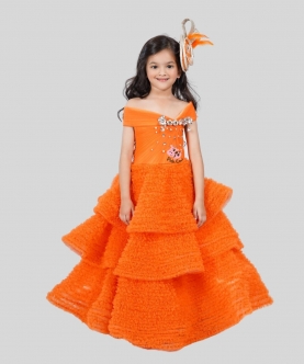 Assymetrical Tiered Ruffle Ball Gown