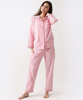 Personalised Classic Pink Stripes Pajama Set For Women 