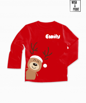 Personalised Happy Reindeer Full Sleeves T-shirt