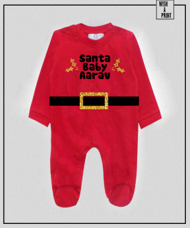 Personalised Santa Baby Red Romper