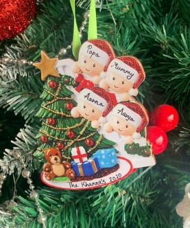 Personalized Family Tree Ornament (Family Of 4)