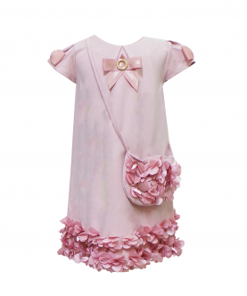 Pink applique motif dress