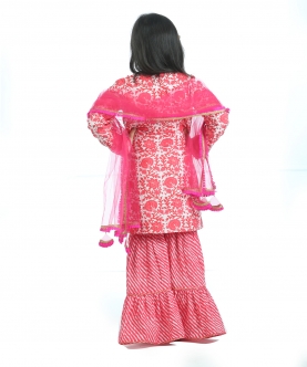 Pink Floral Printed Cotton Suit