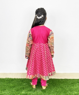 Pink Gota Embroidered Dhoti Set for Girls
