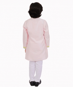 Pink Kurta With Embroidery & White Pants