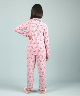 Pink Zebra Printed Pure Rayon Nightwear Set