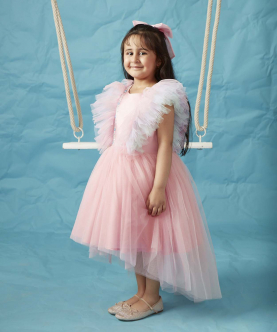 Princess Panelled Pink Moss Crepe Dress