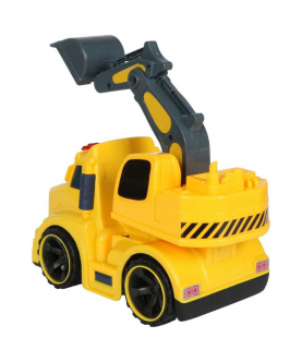 Planet Of Toys Friction Powered Shovel Excavator Truck Vehicles Toys For Kids With Light & Sound (Yellow)