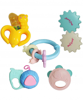 Planet Of Toys Colorful Lovely Attractive 5 Pcs Infants Baby Rattle & Teether Toy