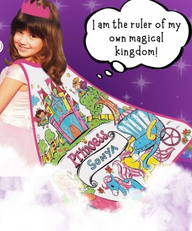 Princess Cape,6 Washable Non-Toxic Markers And 1 Free Crown