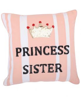Peach Princess Sister Sequin Cushion