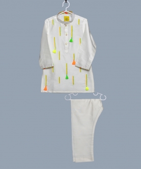 Kurta With 3 Different Color Lines On Kurta And Pant