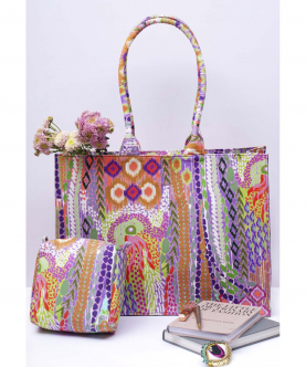African Multi Colour Printed Canvas Tote Bag