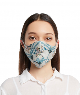 Adult Botanical Garden And Bird Paradise Print Reversible 3 Ply Mask With Pouch 