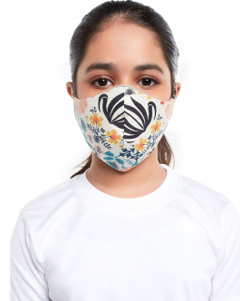 PS Kids Tulip Garden Print Structured 3 Ply Mask With Pouch for Kids