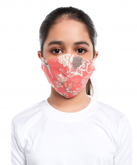 PS Kids Coral Chidiya Print Structured 3 Ply Mask With Pouch for Kids