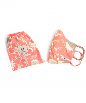 Coral Chidiya Print Structured 3 Ply Mask with Pouch For Adult