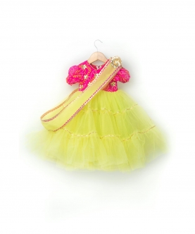 Yellow Pink Festival Wear Dress