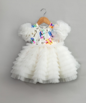 Off White Multicolor Sequin Dress