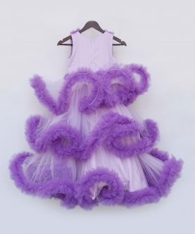Purple Net Ruffle Gown