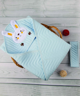 Baby Moo Bunny Blue Quilt