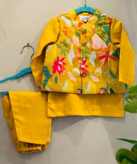 Enchanted Printed Jacket With Kurta Set