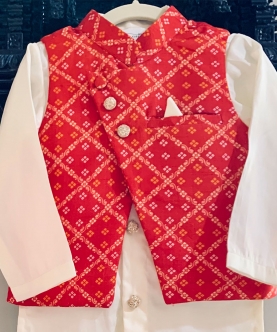 Red Banrsi Jacket Set