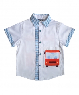 Half Sleeves Shirt With A Red Bus