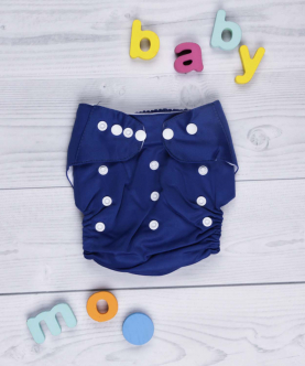 Baby Moo Plain Blue Adjustable & Washable Diaper