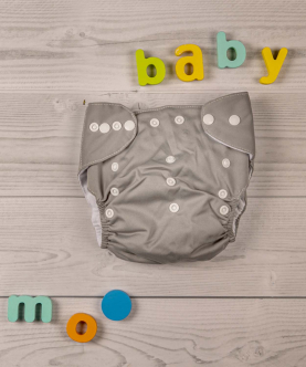 Baby Moo Plain Grey Adjustable & Washable Diaper